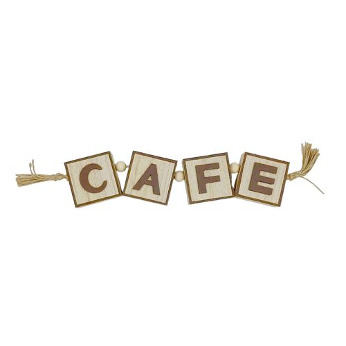 Palavra Café Decorativa 28,5cm em Madeira Casa Sorte