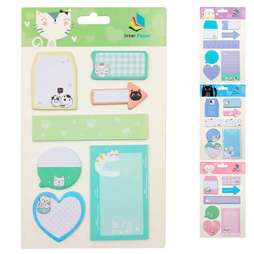 Bloco de Anotação Autoadesivo Gatinho 16x11,5cm em Papel Interponte