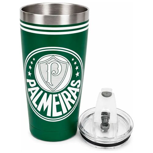 Copo Térmico C/ Tampa Palmeiras 550ml em Aço Inox Allmix