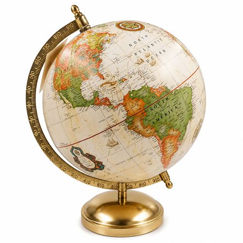 Globo Terrestre C/ Base Metalica 28x20cm em Plástico Mai Home