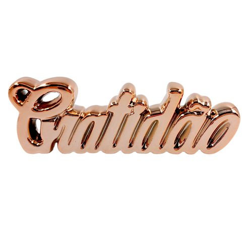 Palavra Gratidão Decorativa 15,5x4,5cm em Porcelana Youbai