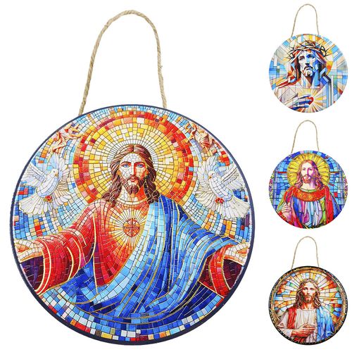Placa Decorativa Jesus Cristo 16cm em Porcelana Youbai