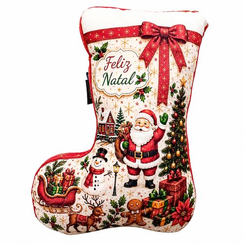 Almofada Bota Natalina 70x50cm em Poliéster NSW NAC