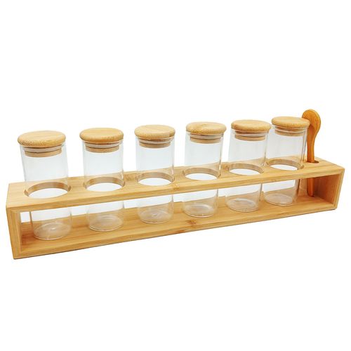 Porta Condimento 6 Peças C/Colher 150ml em Vidro Lehavi