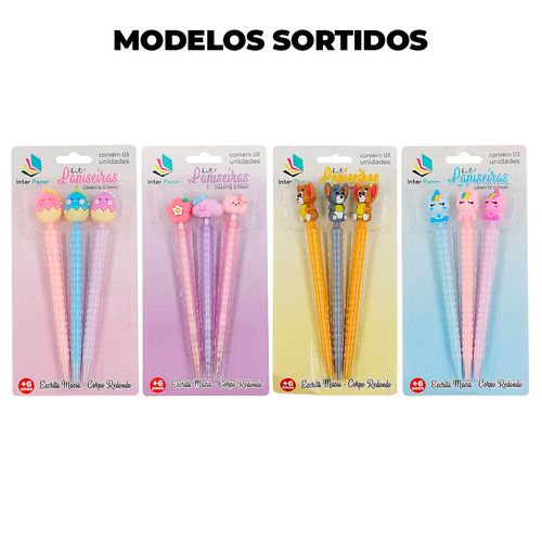 Kit Lapiseira Divertida 0.7mm 3 Peças em Plástico Interponte