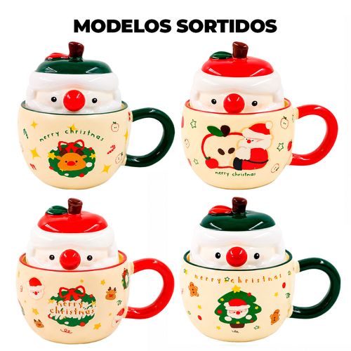 Caneca Natalina 400ml em Cerâmica Lila Cosméticos