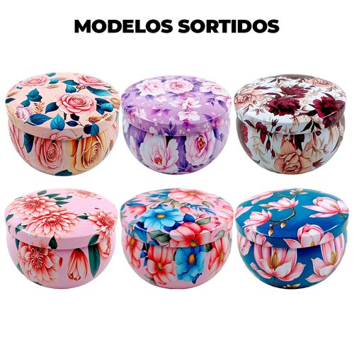 Lata Porta Vela Decorada 6cm em Metal Interponte