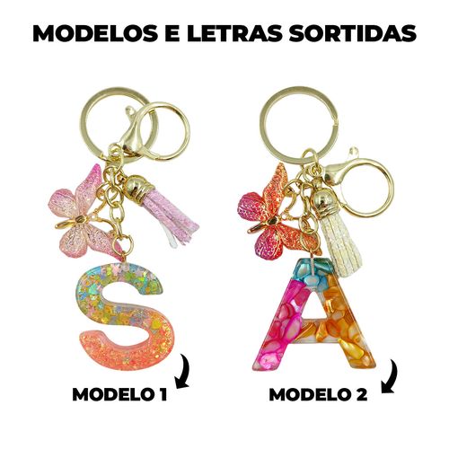 Chaveiro Letras C/ Acessórios 10cm em Plástico Interponte