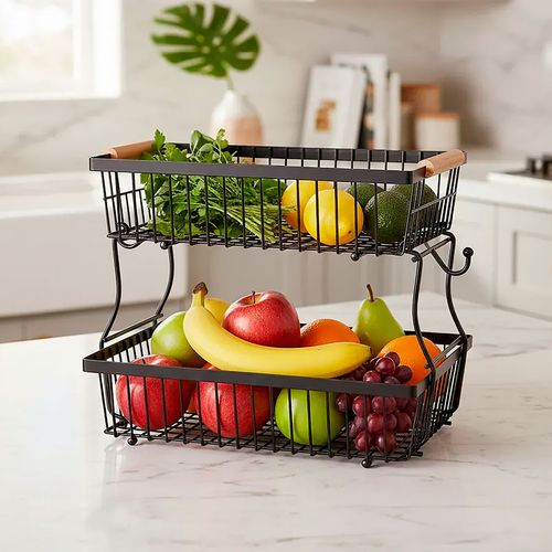 Fruteira de Mesa Decorativa 22x27cm em Metal Fu Xing