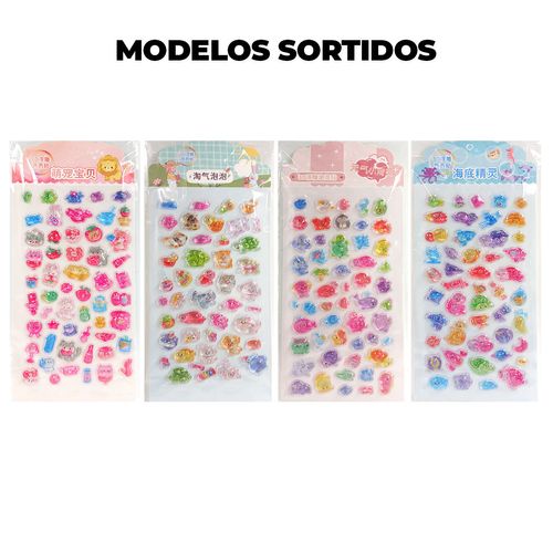 Cartela de Adesivos Cute 3D 20x9,5cm em Plástico Michael Judi