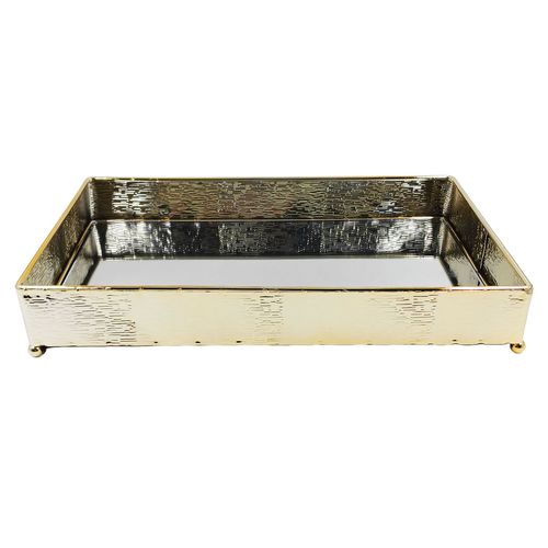 Bandeja Espelhada Decorativa 31,5x19,5x5,3cm em Vidro Dcarte