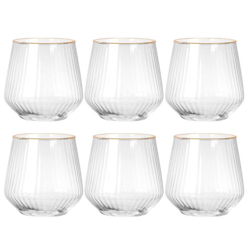 Jogo de Copos Blow Ouro 380ml 6 Peças em Cristal Hauskraft