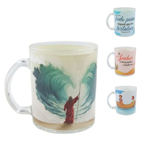 Caneca Religiosa 330ml em Vidro Kehome