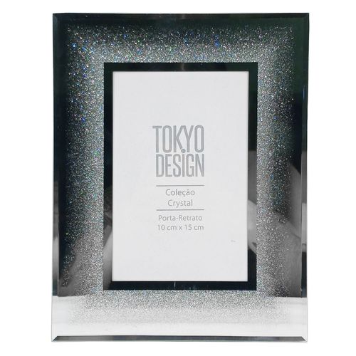 Porta Retrato Decorativo Cristal 10x15cm em Vidro Tokyo Design