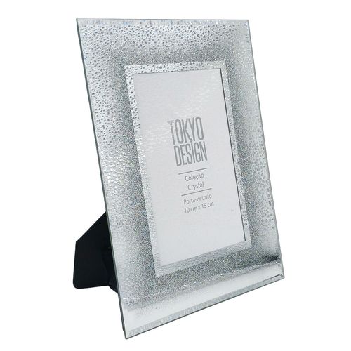 Porta Retrato Decorativo Cristal 10x15cm em Vidro Tokyo Design