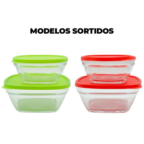 Jogo de Potes C/ Tampas 2 Peças em Vidro Dolce Home