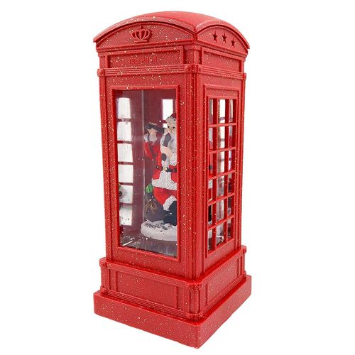 Luminária Cabine Telefônica Natalina Led 18,5x9cm em Plástico Bela Flor