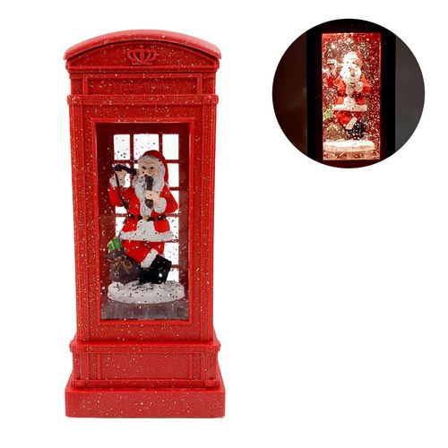 Luminária Cabine Telefônica Natalina Led 18,5x9cm em Plástico Bela Flor