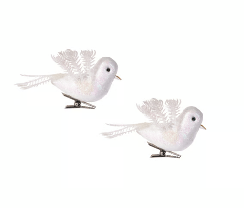 Enfeite Natalino Pássaro C/ Glitter 9x3,5cm em Plástico Fartex