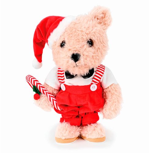Urso Natalino Músical 32x22cm em Poliéster Fartex