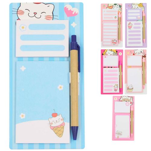 Bloco de Anotação Gatinho C/ Caneta 9,8x20cm em Papel Interponte