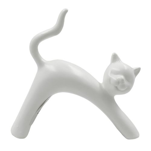 Estátua Gato Decorativo 13cm em Porcelana Interponte