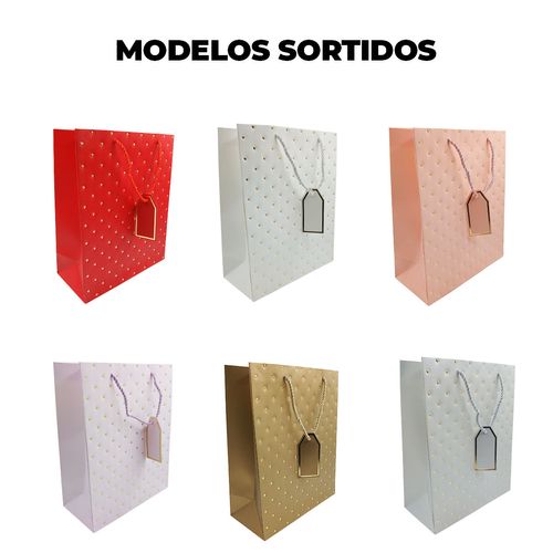 Sacola P/ Presente Coração 32x12cm em Papel Amigold