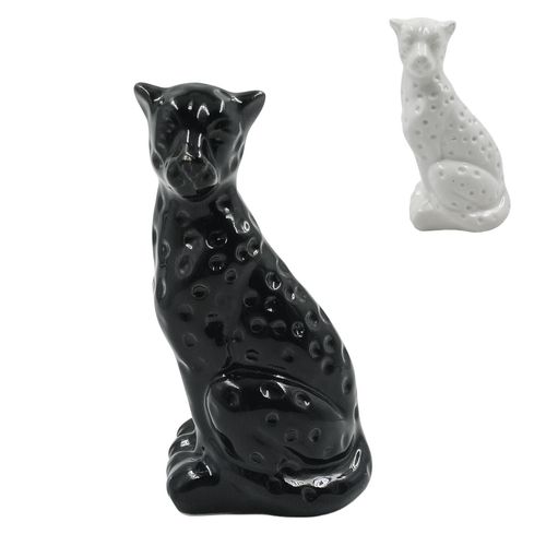 Estátua Leopardo Decorativo 13cm em Porcelana Interponte