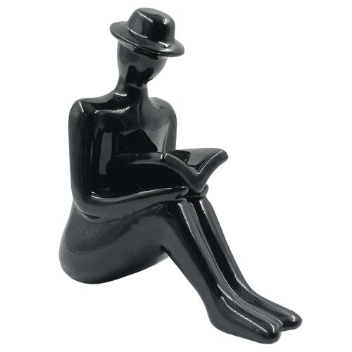 Estátua Menina Leitura Decorativo 16cm em Porcelana Interponte