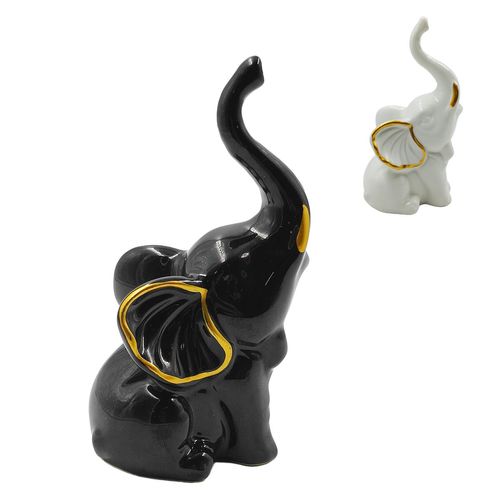 Estátua Elefante Decorativo 13cm em Porcelana Interponte