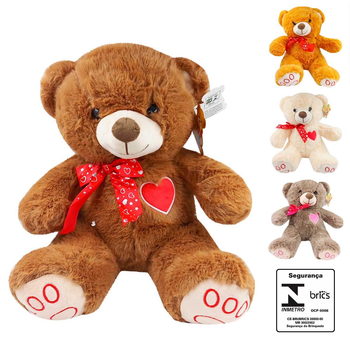 Urso de Pelúcia Laço 30cm em Poliéster Fizzy