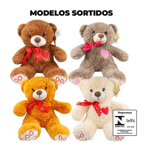 Urso de Pelúcia Laço 30cm em Poliéster Fizzy