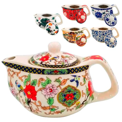 Bule Decorativo C/ Infusor 200ml em Porcelana Multiart