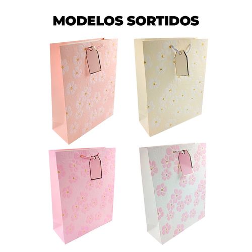 Sacola P/ Presente Flor 26x32x10cm em Papel FWB