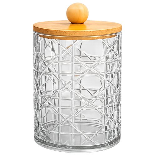Porta Algodão C/ Tampa Bambu 10,8x6,7cm em Plástico Livon