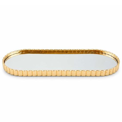 Bandeja Espelhada 30x12cm em Vidro Interponte