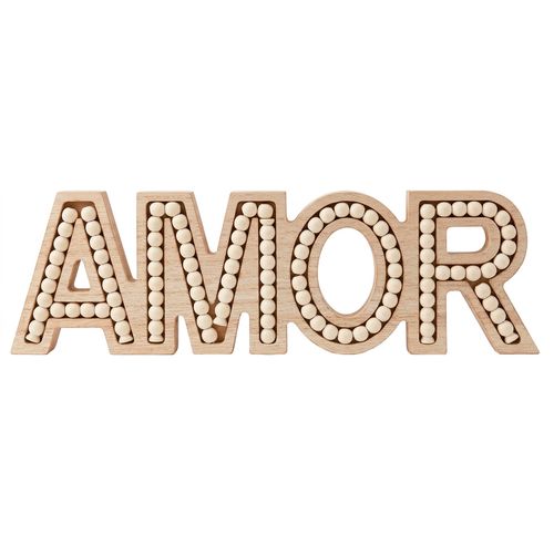 Placa Decorativa Amor 27x8cm em Madeira Livon
