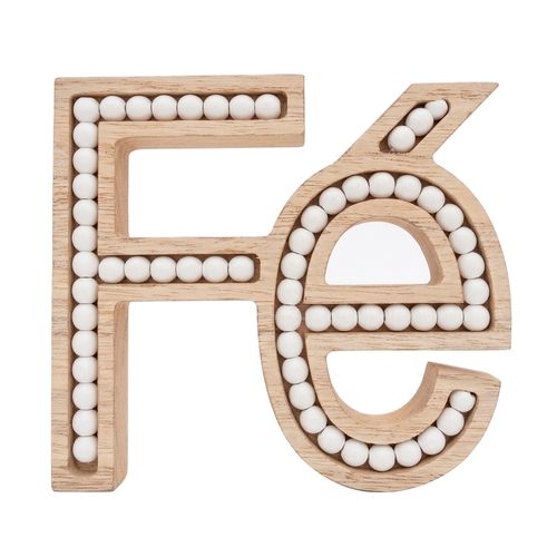 Placa Decorativa Fé 13x12cm em Madeira Livon