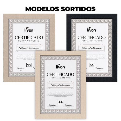 Porta Retrato Certificado A4 em Plástico Livon