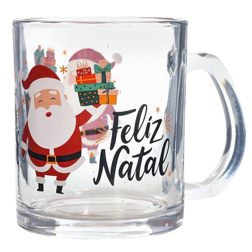 Caneca Natalina Feliz Natal 320ml em Vidro Fartex