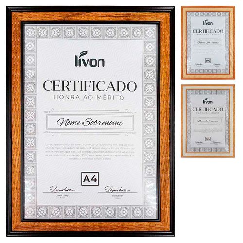Porta Retrato Certificado A4 em Plástico Livon