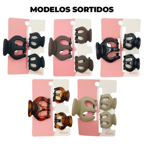 Kit Prendedor de Cabelo 3 Peças 8x11cm em Plastico  Livon