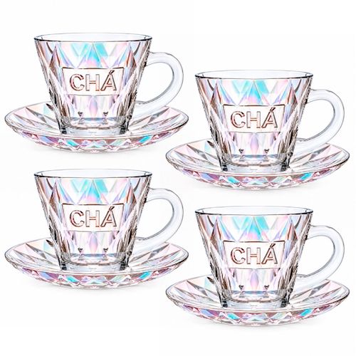 Jogo de Xicaras Memory 8 Peças 180ml em Vidro Hauskraft