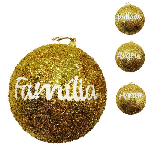 Bola de Natal C/ Frase 12cm em Plastico Multiart
