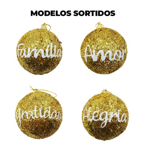 Bola de Natal C/ Frase 8cm em Plástico Multiart