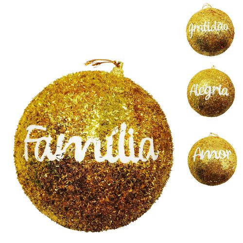 Bola de Natal C/ Frase 6cm em Plástico Multiart