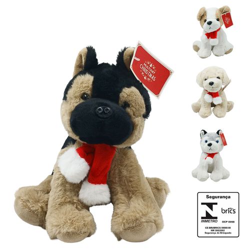 Cachorro  Natalino C/ Cachecol 20cm em Poliéster Multiart