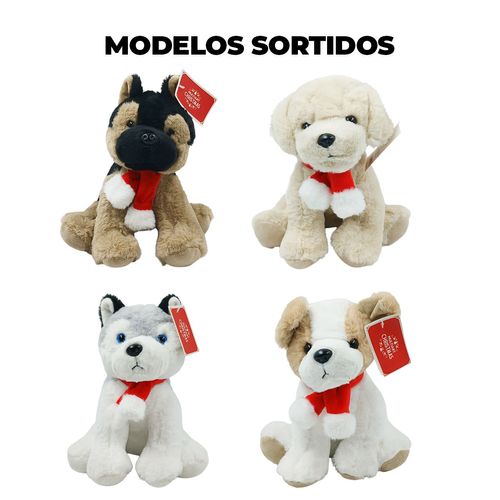 Cachorro  Natalino C/ Cachecol 20cm em Poliéster Multiart