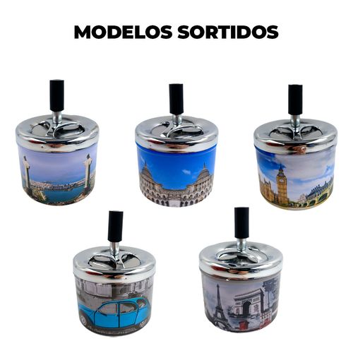 Cinzeiro Estampado C/ Tampa 12x9cm em Metal Livon