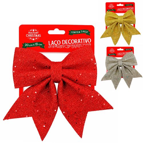 Laço Natalino Decorativo 20x15cm em Plastico Multiart